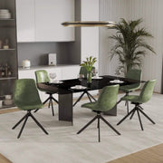 Markley Modern Leather Swival Dining Chair With Metal Legs Green Dining Chair Leisuremod