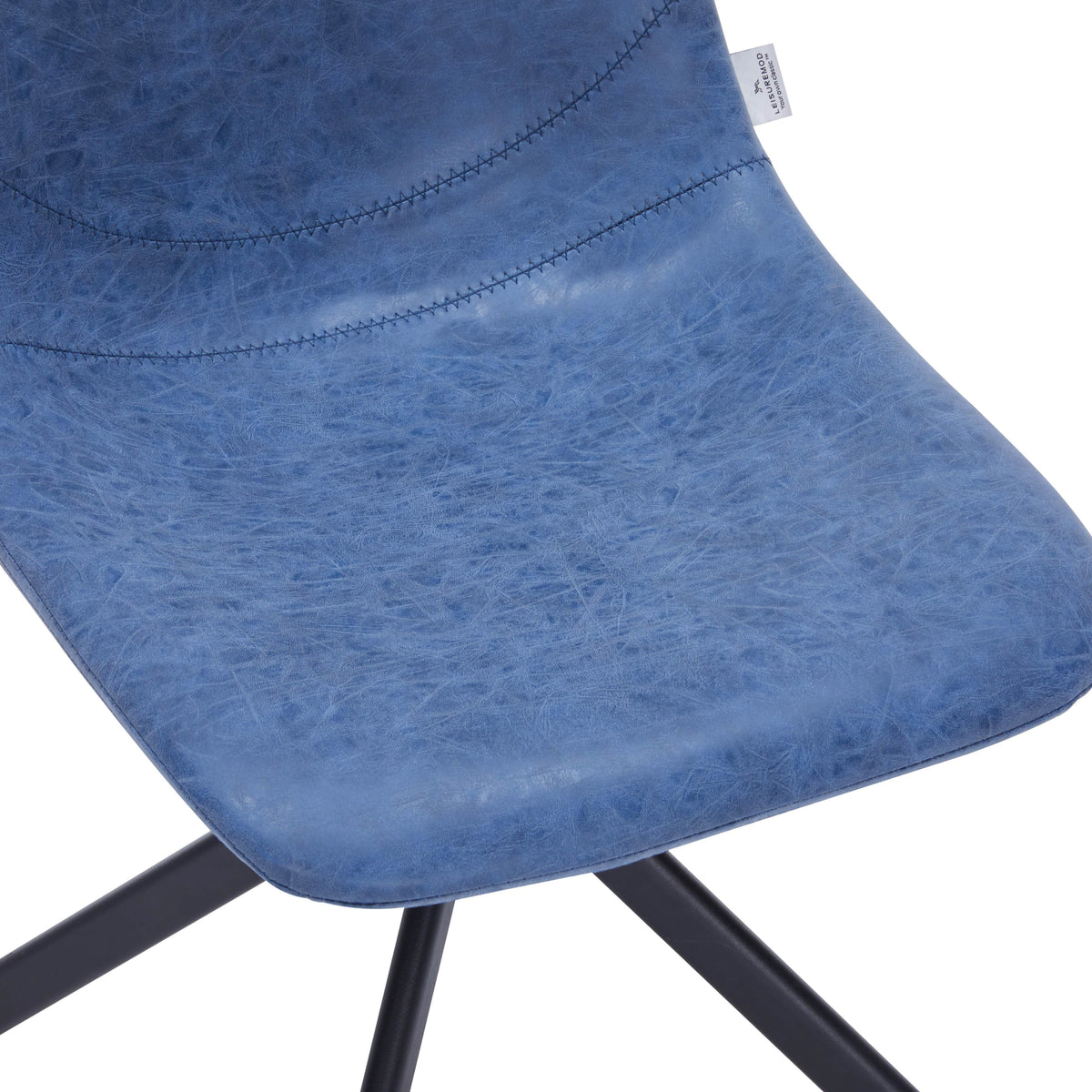 Markley Modern Leather Swival Dining Chair With Metal Legs Blue Dining Chair Leisuremod