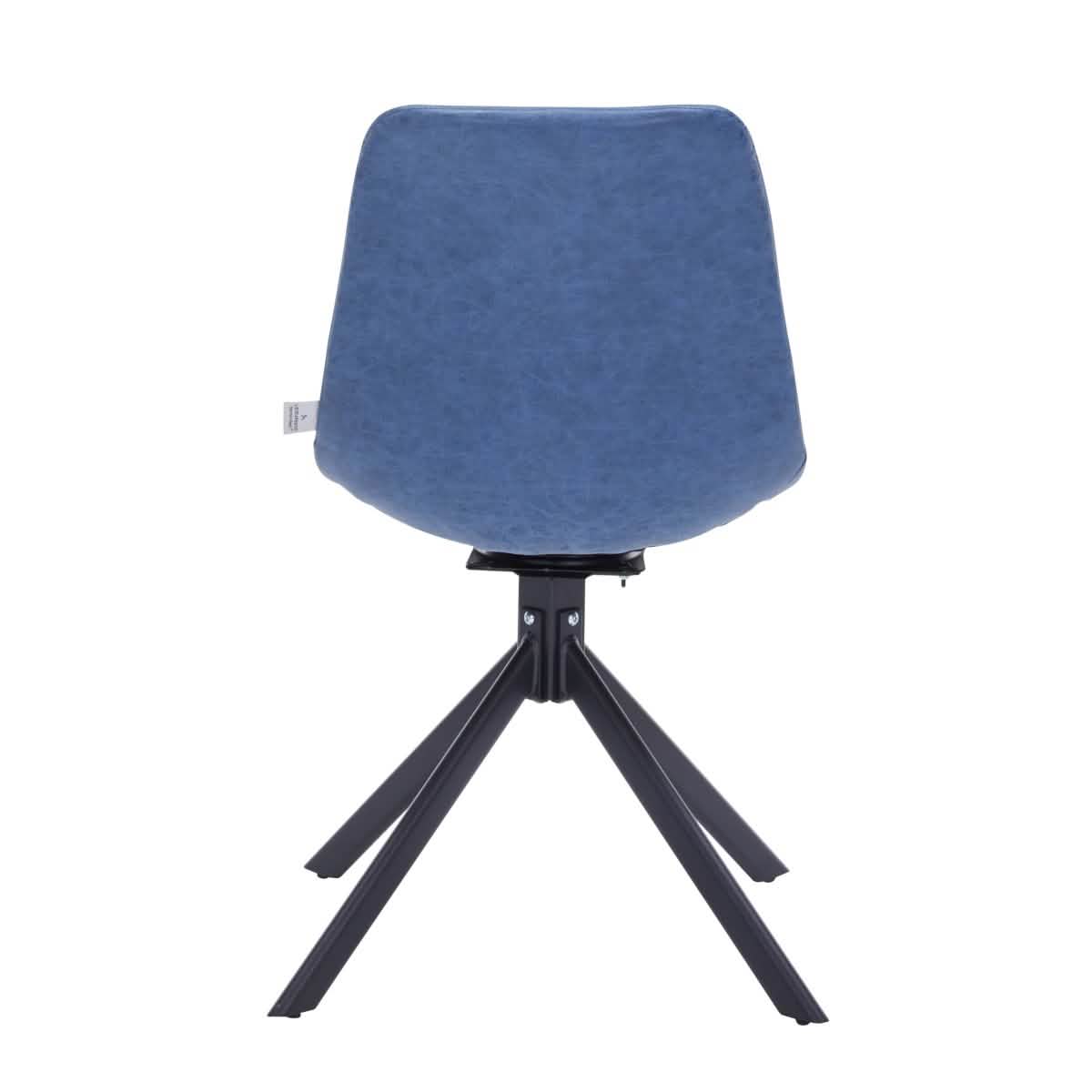 Markley Modern Leather Swival Dining Chair With Metal Legs Blue Dining Chair Leisuremod