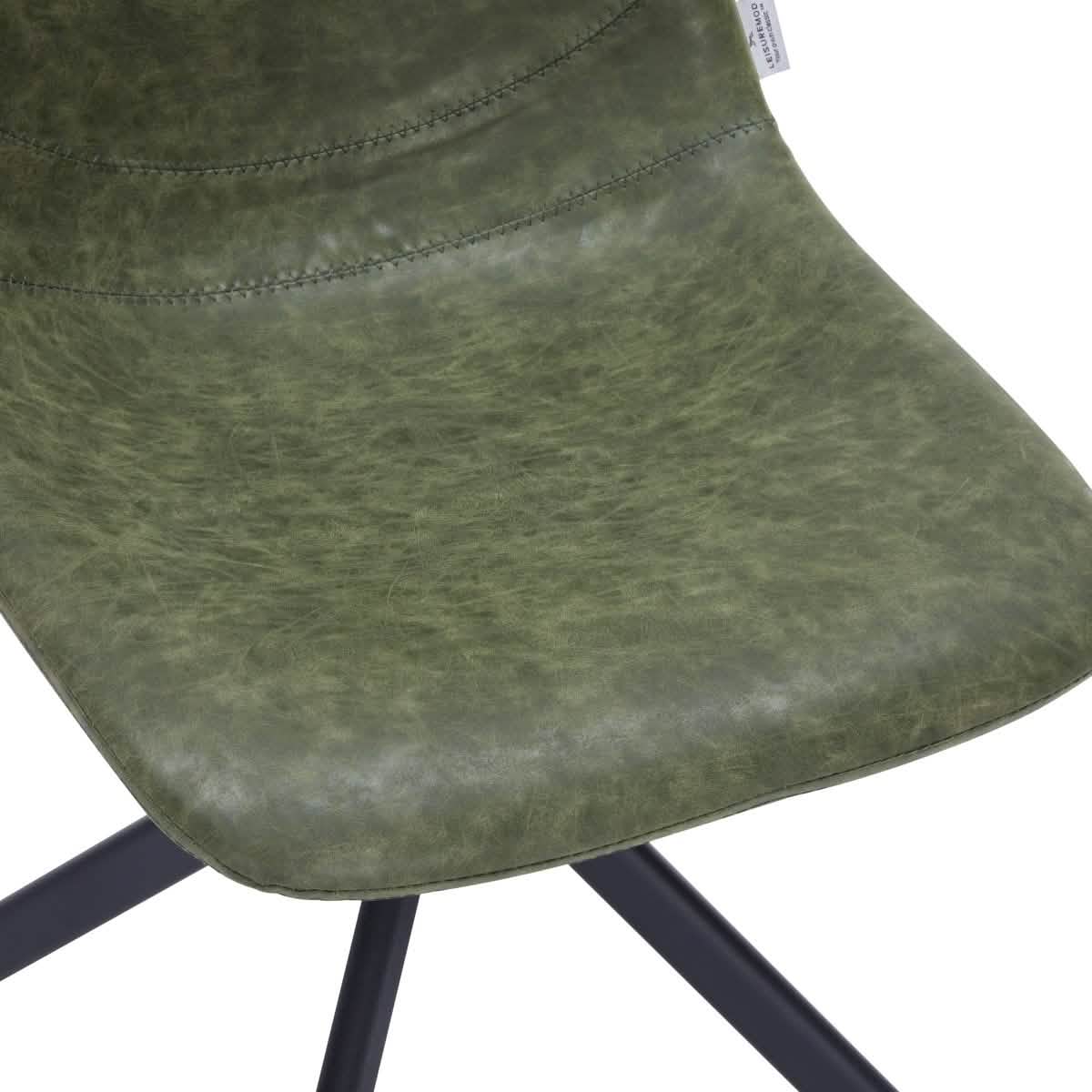 Markley Modern Leather Swival Dining Chair With Metal Legs Green Dining Chair Leisuremod