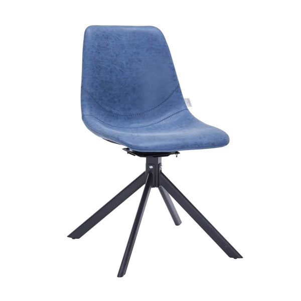 Markley Modern Leather Swival Dining Chair With Metal Legs Blue Dining Chair Leisuremod