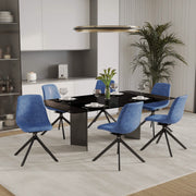 Markley Modern Leather Swival Dining Chair With Metal Legs Blue Dining Chair Leisuremod