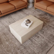 Maya Collection Fiberstone Outdoor/Indoor Rectangular Coffee Table in Travertine Travertine Side Table Leisuremod