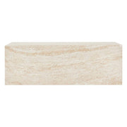Maya Collection Fiberstone Outdoor/Indoor Rectangular Coffee Table in Travertine Travertine Side Table Leisuremod
