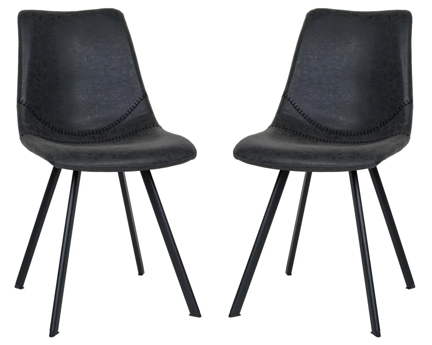 Markley Modern Leather Dining Chair With Metal Legs Set of 2 - Elax Furniture