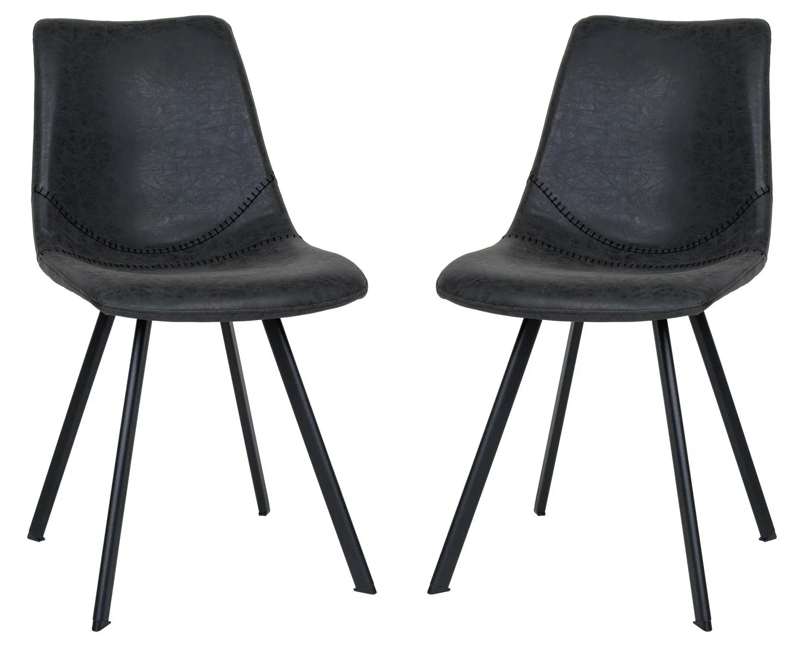 Markley Modern Leather Dining Chair With Metal Legs Set of 2 - Elax Furniture