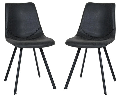 Markley Modern Leather Dining Chair With Metal Legs Set of 2 - Elax Furniture