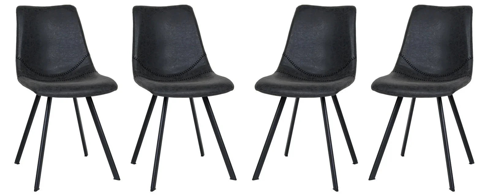 Markley Modern Leather Dining Chair With Metal Legs Set of 4 - Elax Furniture