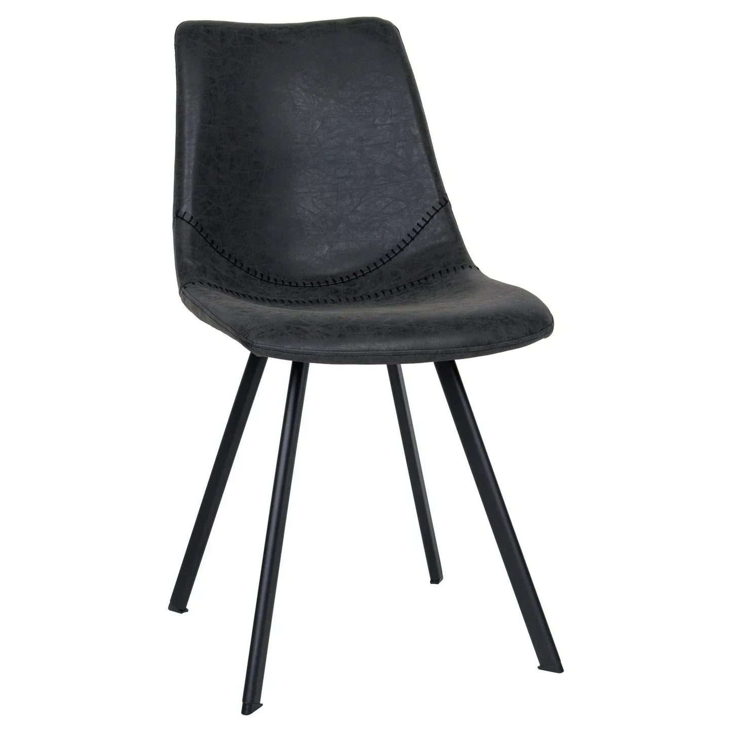 Markley Leather Dining Chair With Black/Gold Metal Legs (Open Box) - Elax Furniture