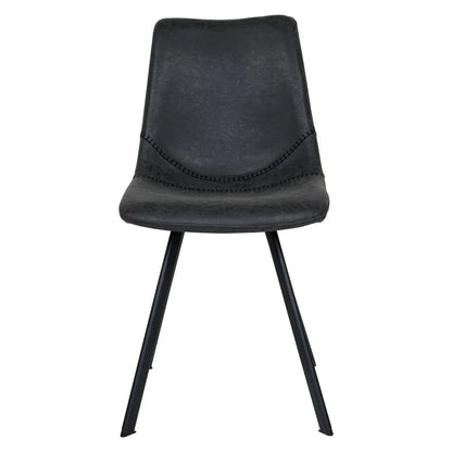 Markley Leather Dining Chair With Black/Gold Metal Legs (Open Box) - Elax Furniture