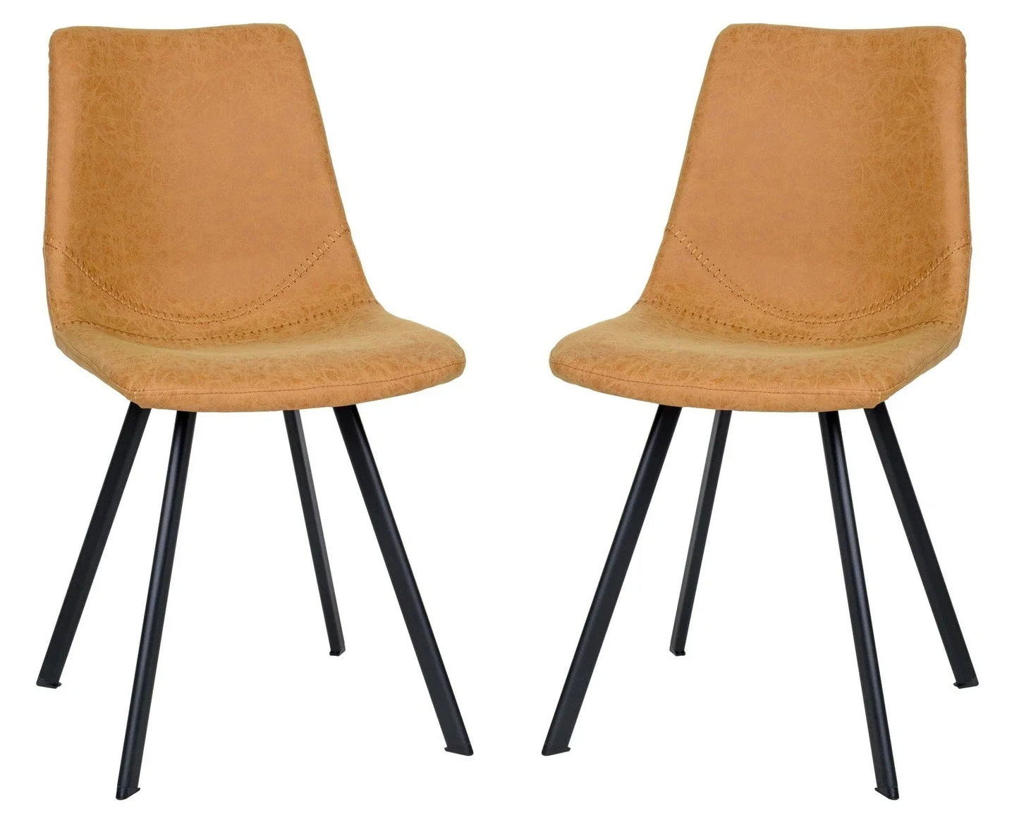 Markley Modern Leather Dining Chair With Metal Legs Set of 2 - Elax Furniture