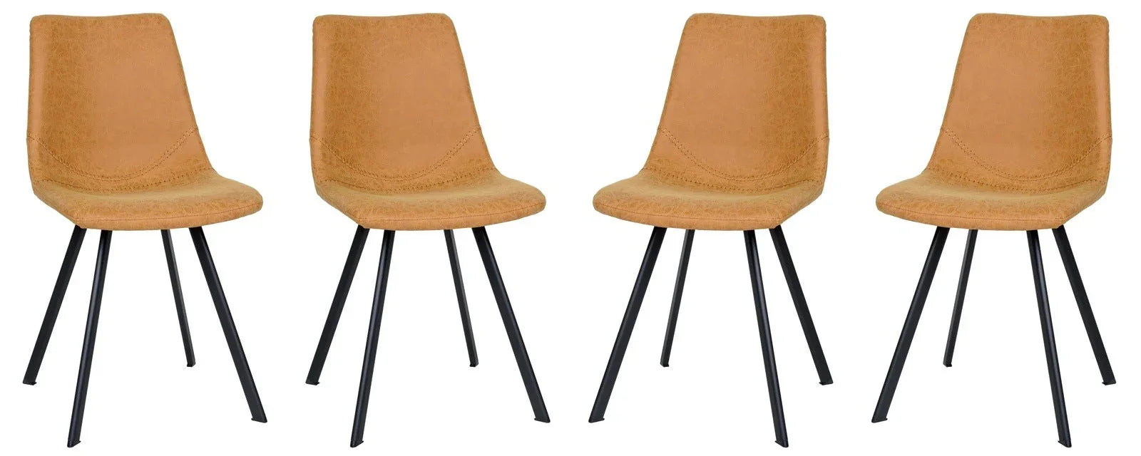 Markley Modern Leather Dining Chair With Metal Legs Set of 4 - Elax Furniture