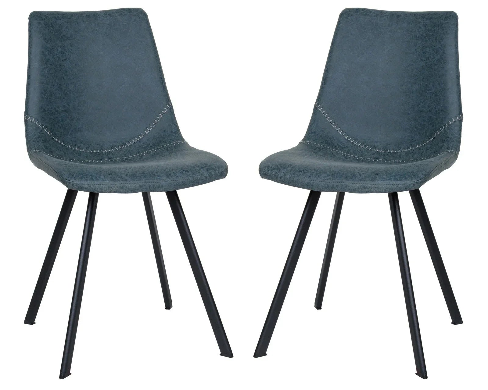 Markley Modern Leather Dining Chair With Metal Legs Set of 2 - Elax Furniture