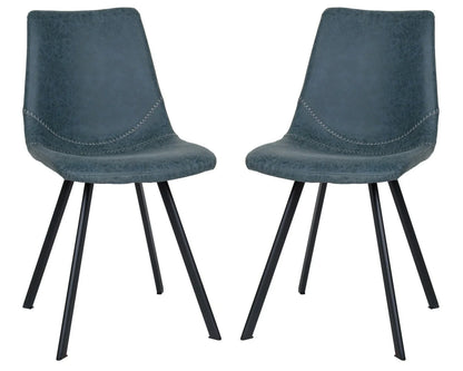 Markley Modern Leather Dining Chair With Metal Legs Set of 2 - Elax Furniture