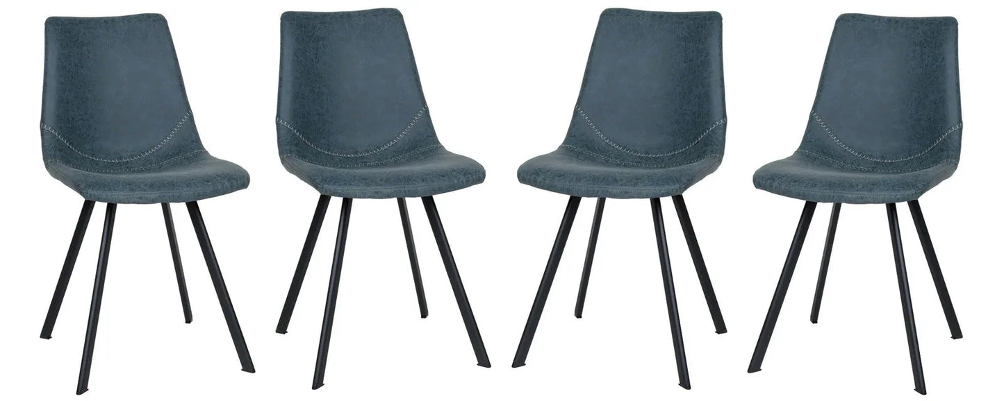 Markley Modern Leather Dining Chair With Metal Legs Set of 4 - Elax Furniture