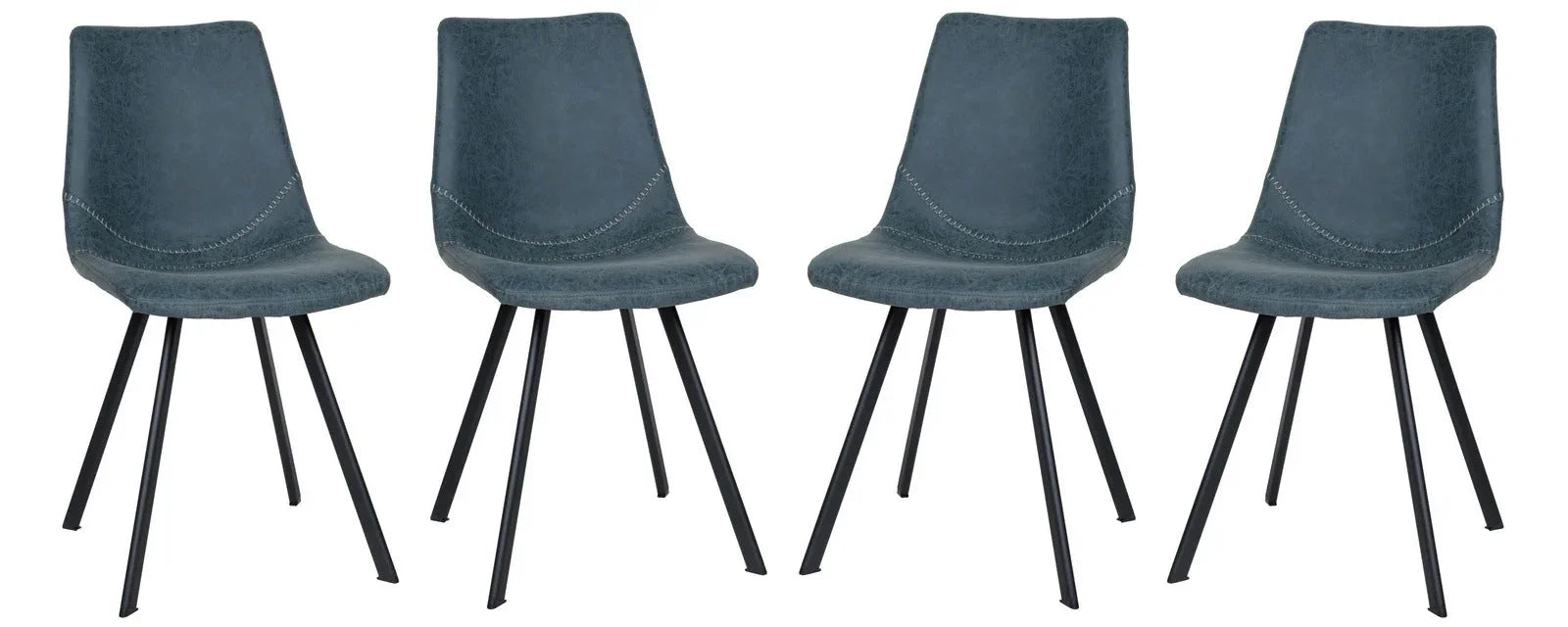 Markley Modern Leather Dining Chair With Metal Legs Set of 4 - Elax Furniture