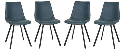 Markley Modern Leather Dining Chair With Metal Legs Set of 4 - Elax Furniture