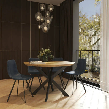 Markley Leather Dining Chair With Black/Gold Metal Legs (Open Box) - Elax Furniture