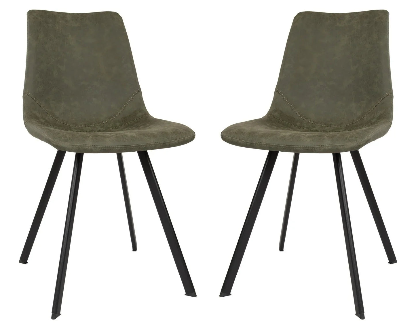 Markley Modern Leather Dining Chair With Metal Legs Set of 2 - Elax Furniture