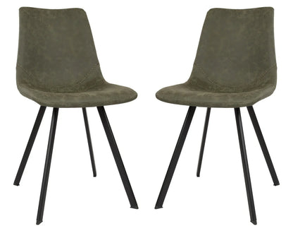 Markley Modern Leather Dining Chair With Metal Legs Set of 2 - Elax Furniture
