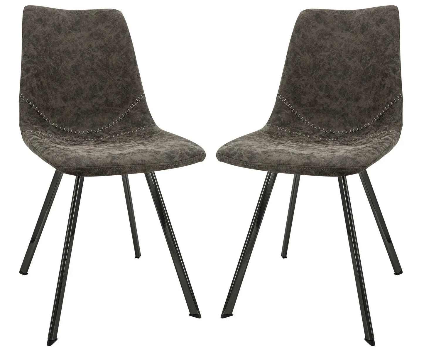 Markley Modern Leather Dining Chair With Metal Legs Set of 2 - Elax Furniture
