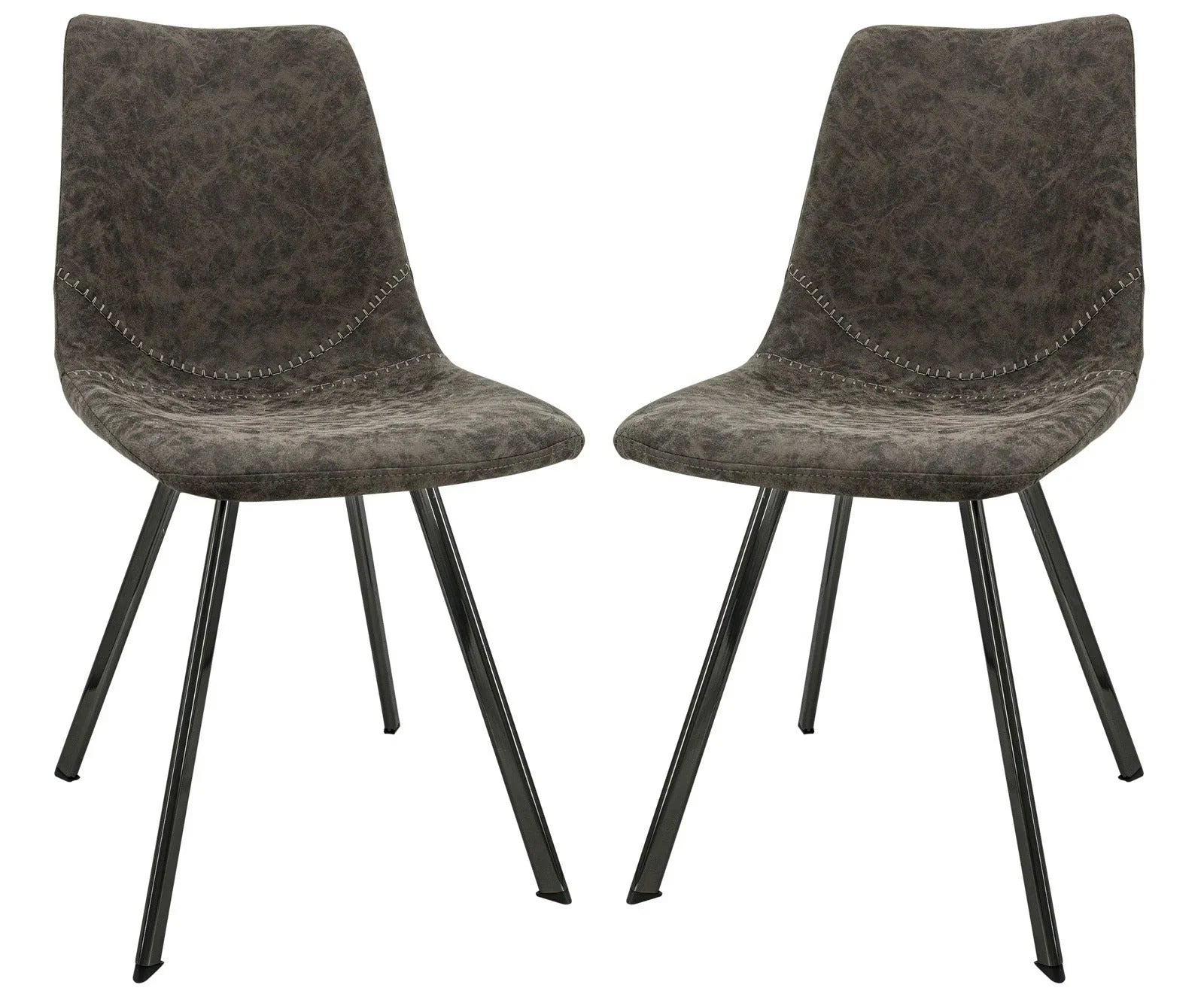Markley Modern Leather Dining Chair With Metal Legs Set of 2 - Elax Furniture