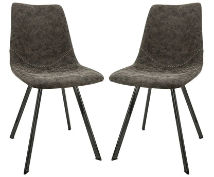 Markley Modern Leather Dining Chair With Metal Legs Set of 2 - Elax Furniture
