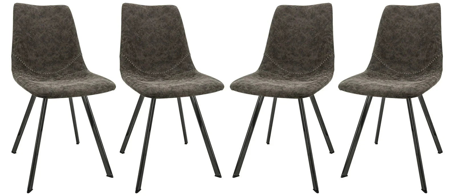 Markley Modern Leather Dining Chair With Metal Legs Set of 4 - Elax Furniture