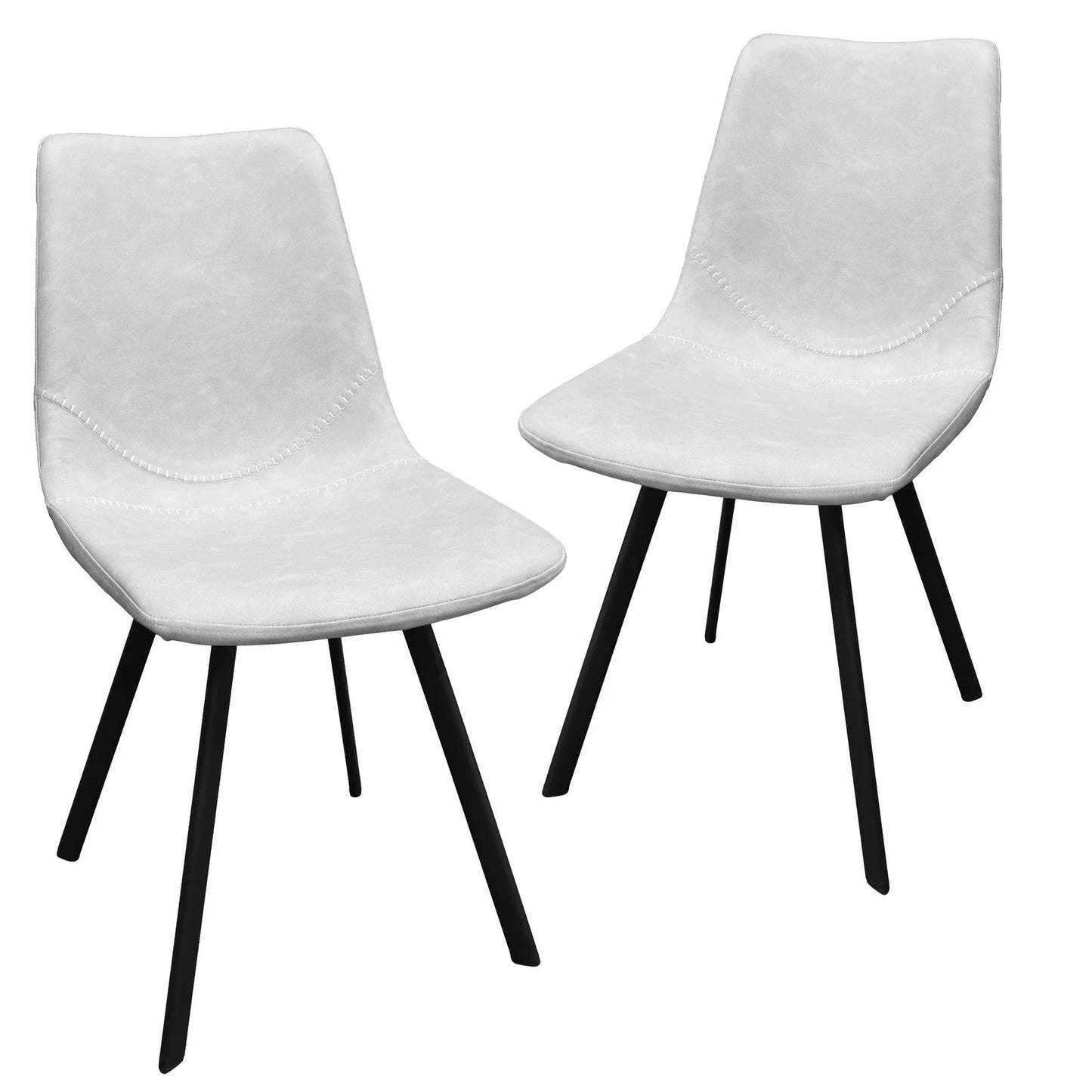 Markley Modern Leather Dining Chair With Metal Legs Set of 2 - Elax Furniture