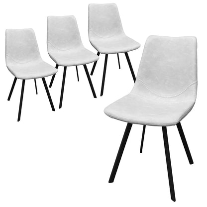Markley Modern Leather Dining Chair With Metal Legs Set of 4 - Elax Furniture