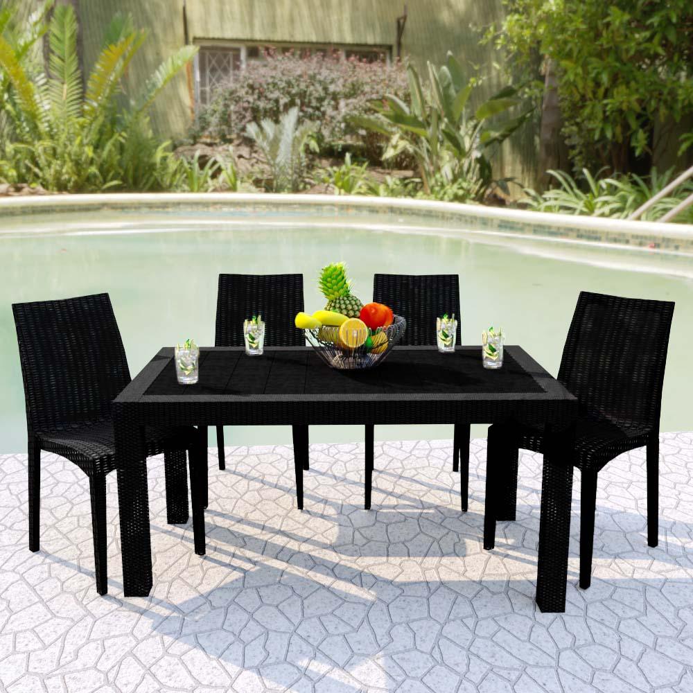 Mace Patio Outdoor Dining Chair with Weave Design in Polypropylene Set of 4 - Elax Furniture