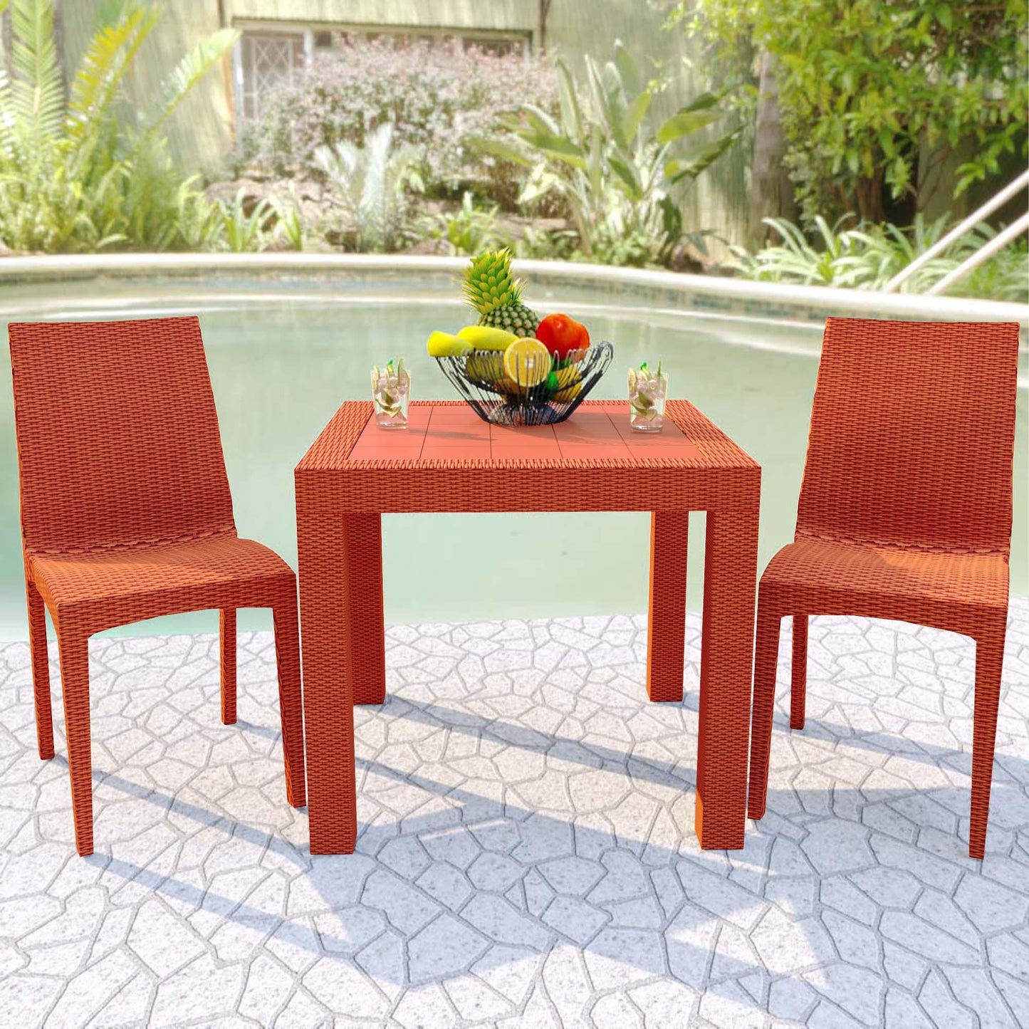 Mace Patio Outdoor Dining Chair with Weave Design in Polypropylene Set of 2 - Elax Furniture