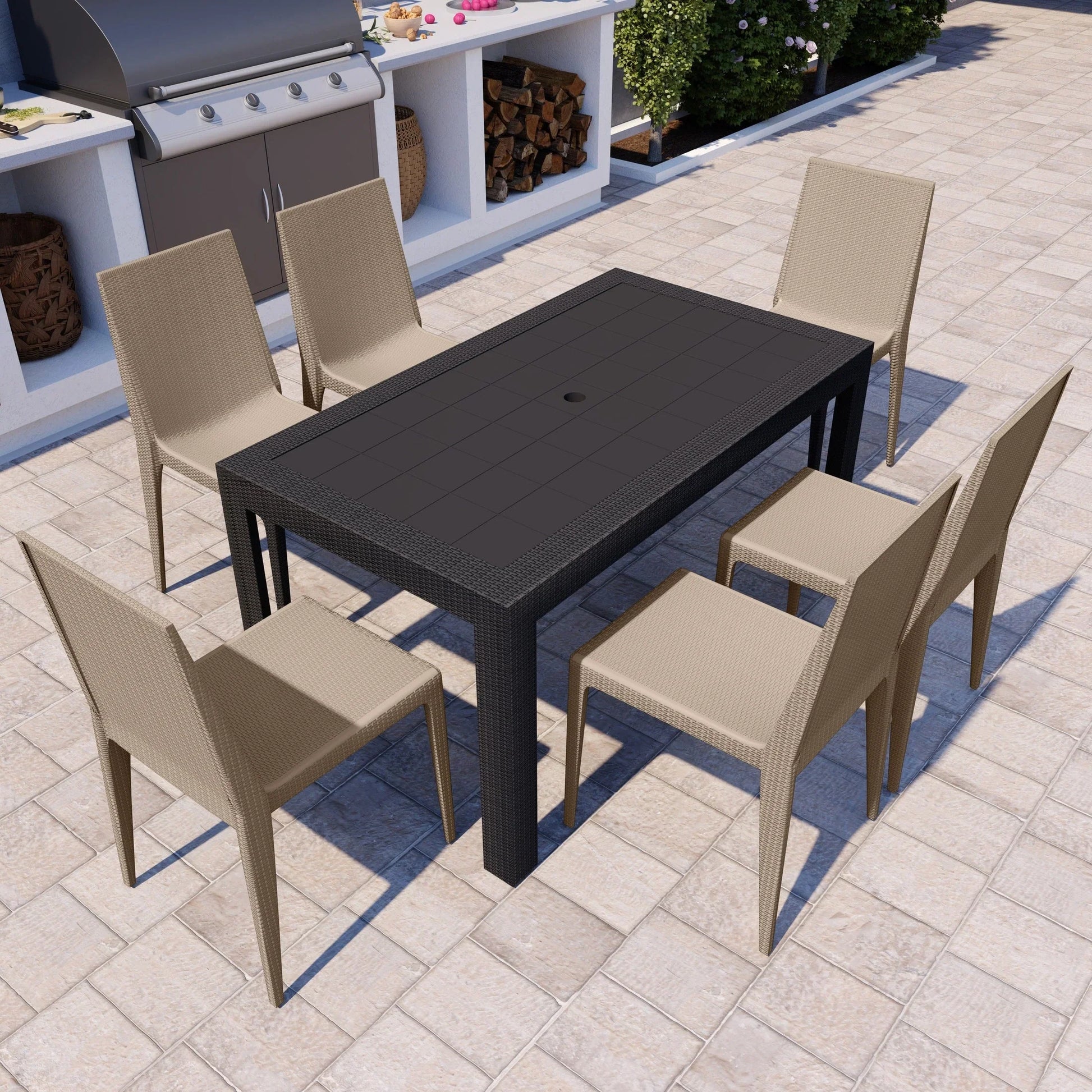Mace Patio Outdoor Dining Chair with Weave Design in Polypropylene Set of 4 - Elax Furniture
