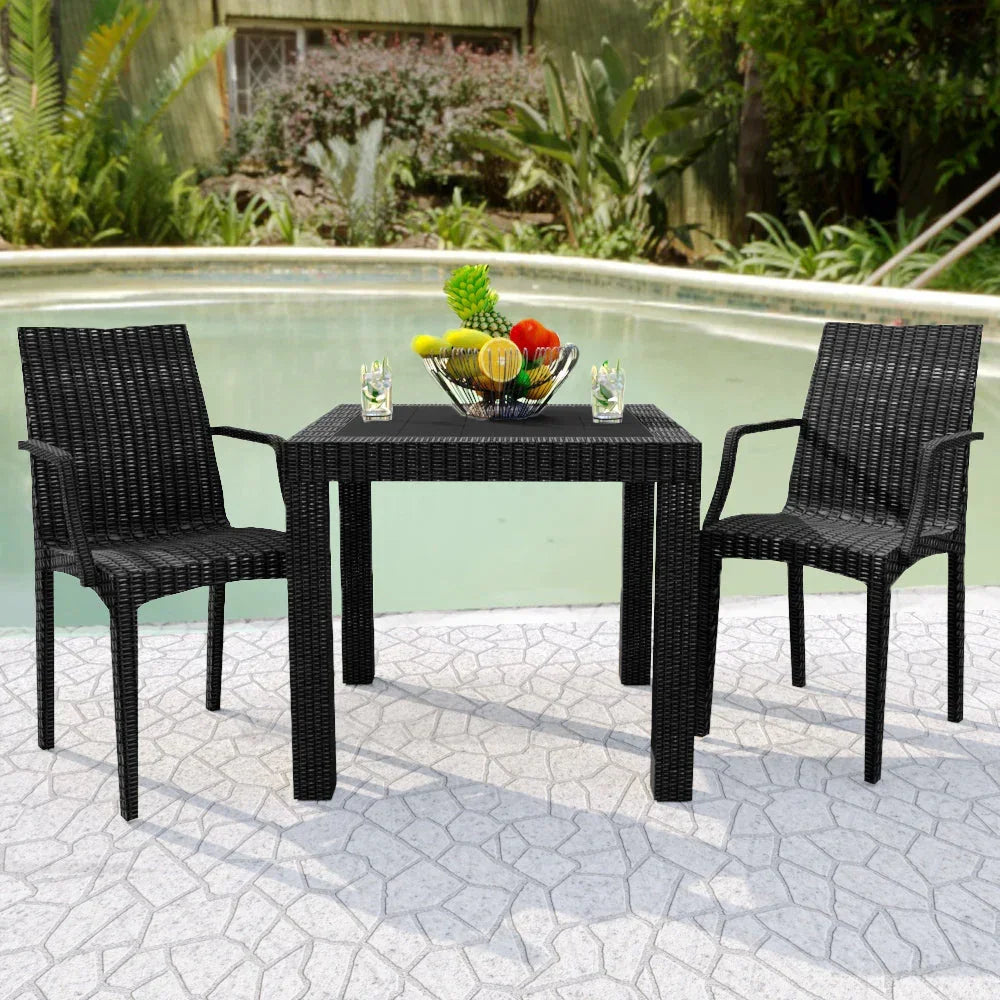 Mace Patio Outdoor Dining Armchair with Weave Design in Polypropylene (Open Box) - Elax Furniture