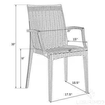 Mace Patio Outdoor Dining Armchair with Weave Design in Polypropylene (Open Box) - Elax Furniture