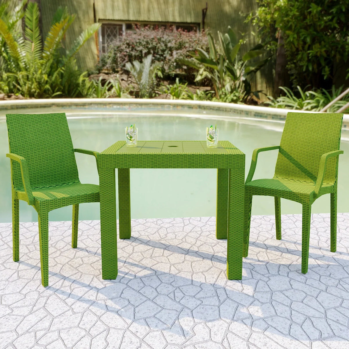 Mace Patio Outdoor Dining Armchair with Weave Design in Polypropylene (Open Box) - Elax Furniture