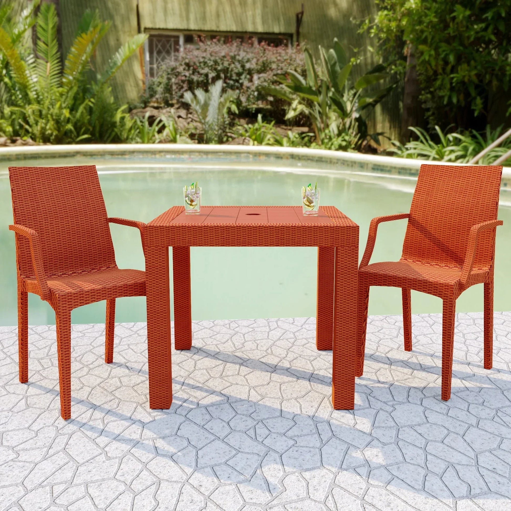 Mace Patio Outdoor Dining Armchair with Weave Design in Polypropylene (Open Box) - Elax Furniture