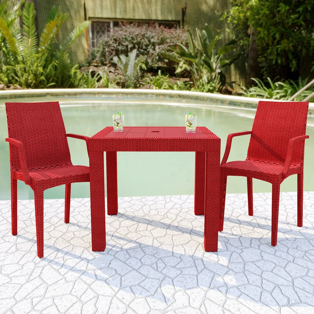 Mace Patio Outdoor Dining Armchair with Weave Design in Polypropylene (Open Box) - Elax Furniture