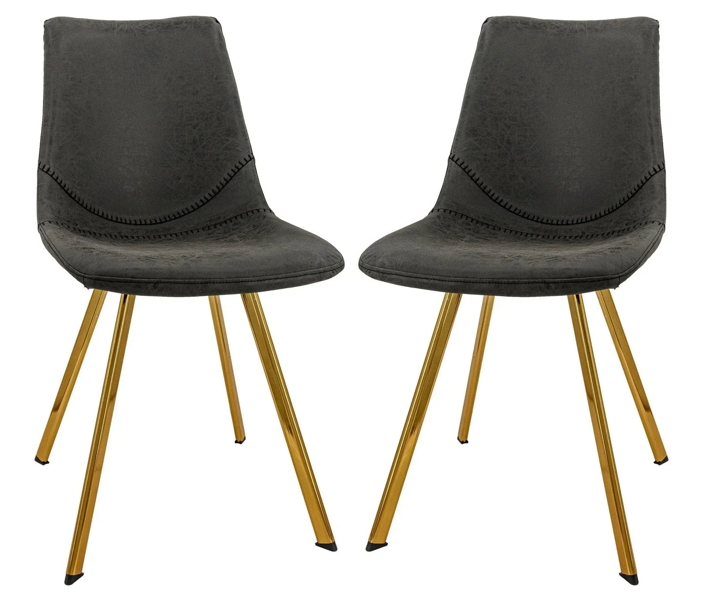 Markley Modern Leather Dining Chair With Gold Legs Set of 2 - Elax Furniture