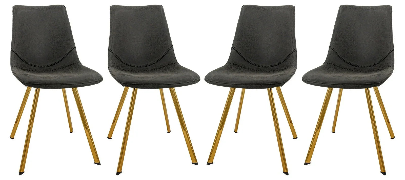 Markley Modern Leather Dining Chair With Gold Legs Set of 4 - Elax Furniture