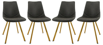 Markley Modern Leather Dining Chair With Gold Legs Set of 4 - Elax Furniture