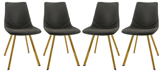 Markley Modern Leather Dining Chair With Gold Legs Set of 4 - Elax Furniture