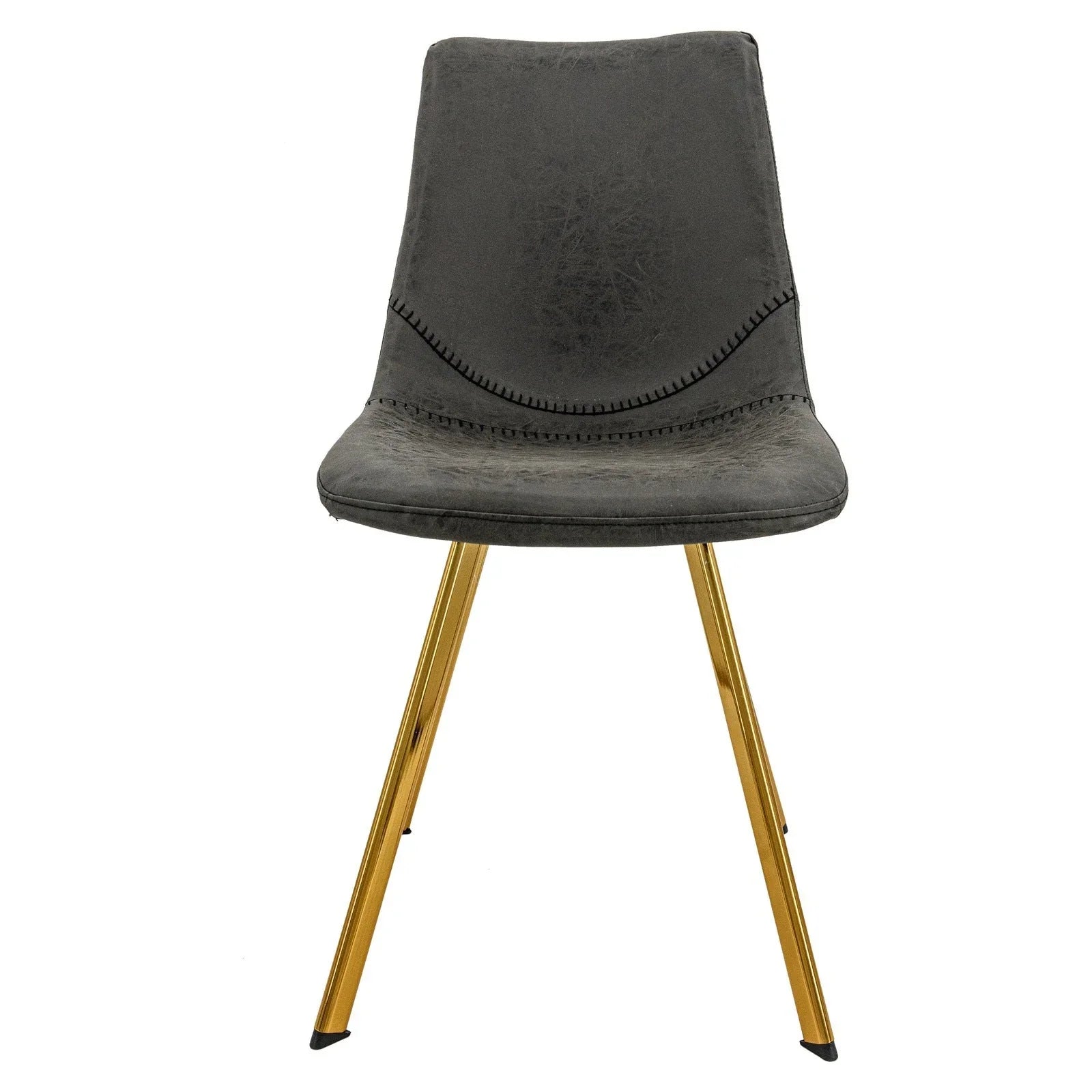Markley Modern Leather Dining Chair With Gold Legs Set of 4 - Elax Furniture