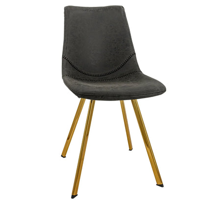Markley Leather Dining Chair With Black/Gold Metal Legs (Open Box) - Elax Furniture
