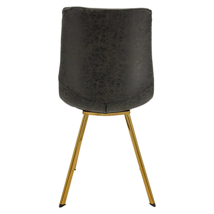 Markley Leather Dining Chair With Black/Gold Metal Legs (Open Box) - Elax Furniture