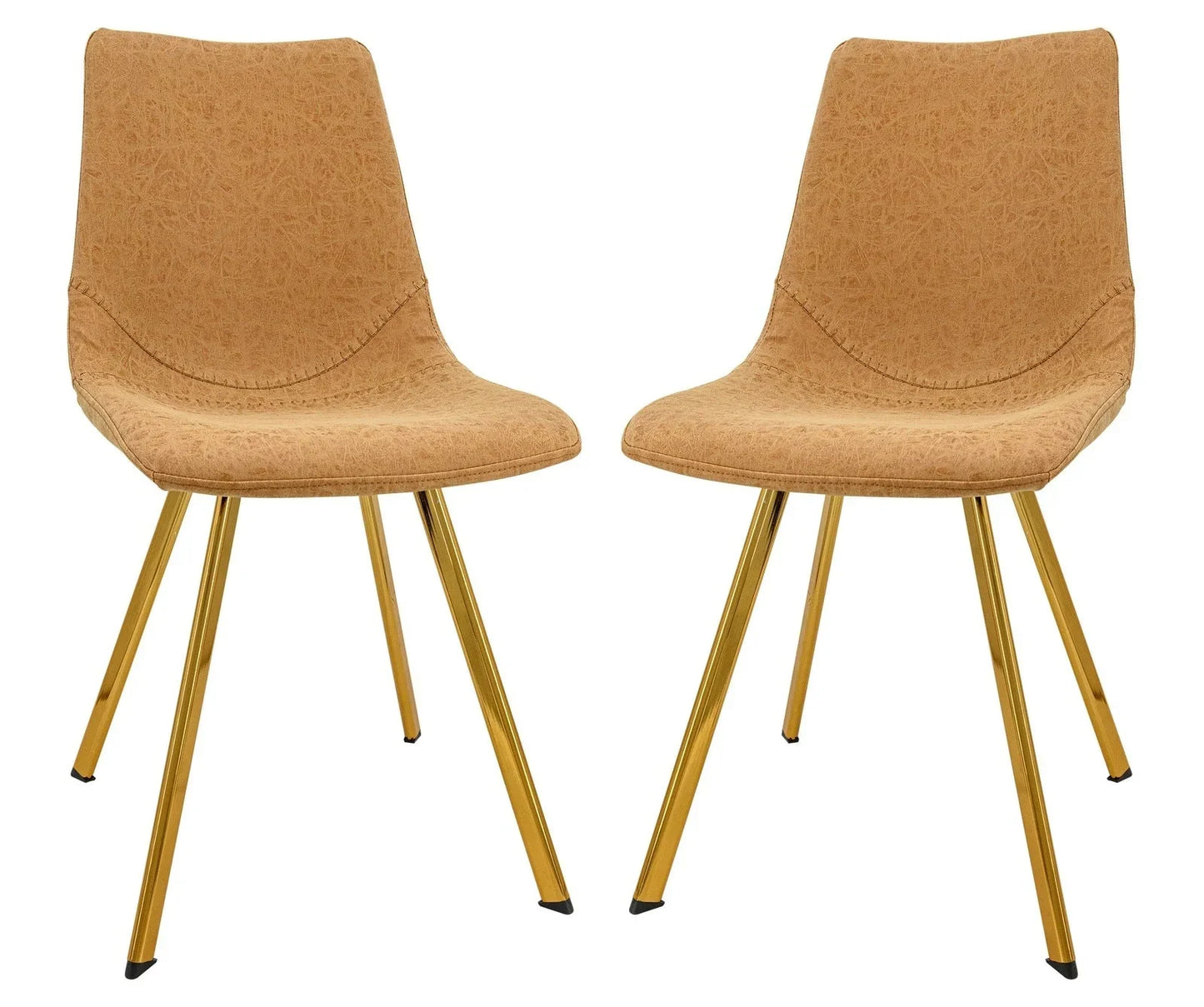 Markley Modern Leather Dining Chair With Gold Legs Set of 2 - Elax Furniture