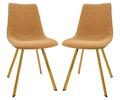 Markley Modern Leather Dining Chair With Gold Legs Set of 2 - Elax Furniture