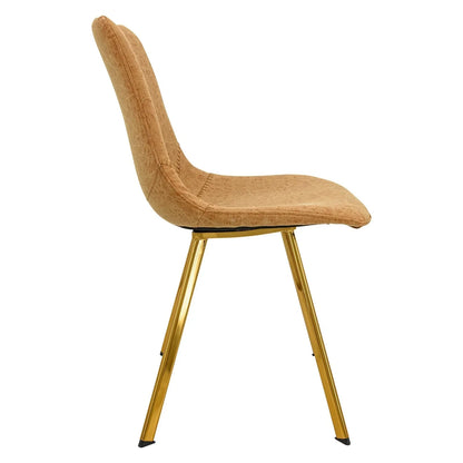 Markley Modern Leather Dining Chair With Gold Legs Set of 2 - Elax Furniture