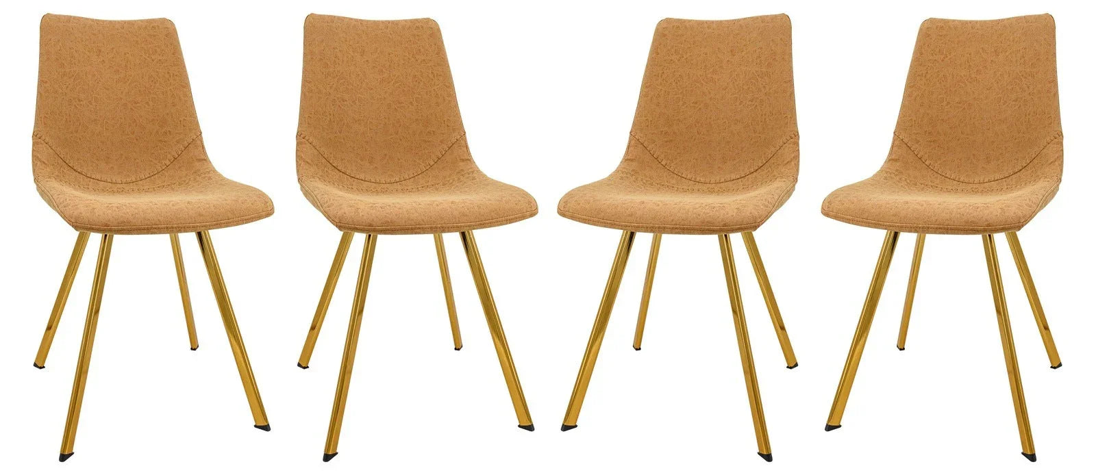 Markley Modern Leather Dining Chair With Gold Legs Set of 4 - Elax Furniture