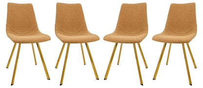 Markley Modern Leather Dining Chair With Gold Legs Set of 4 - Elax Furniture